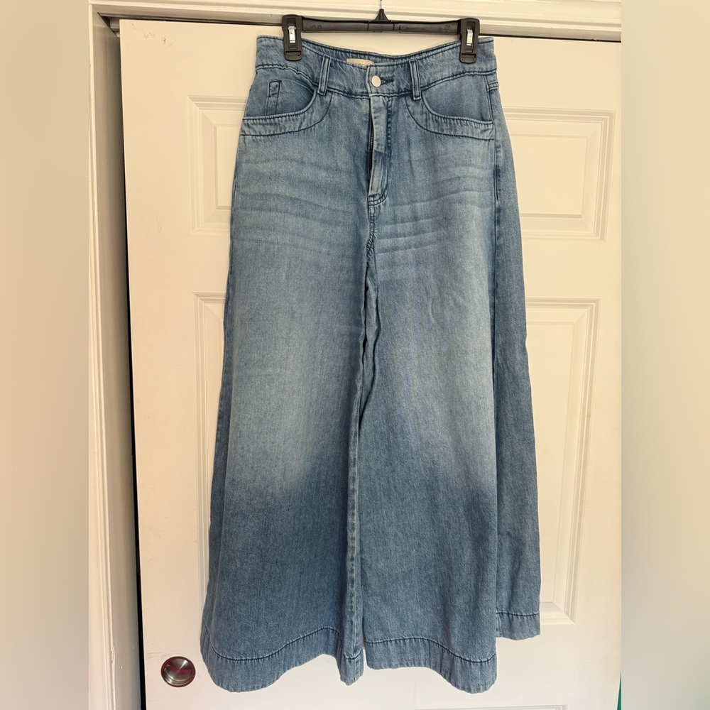 Pilcro Wide-Leg Blue Denim Jeans - Picture 3 of 8